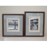 Two limited edition engravings, K E Johnson, Glen Cairn 10/25 and Pond in woodlands 4/25, frame