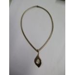 A 9ct yellow gold opal pendant, 5cm long, on a 9ct yellow gold necklet, total weight approx 32