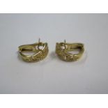 A pair of 18ct yellow gold diamond Greek key design earrings marked 750 approx 11.4 grams in good