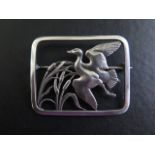 Georg Jensen duck in flight brooch, 4.5cm wide, no 300, in generally good condition