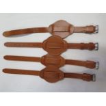 Four rare unused military bund type leather wrist straps from 1998/99, issue no 8455-99-974-0618,