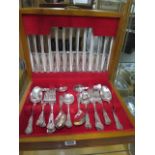 A silver plated canteen six setting cutlery set