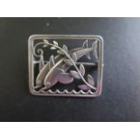 Georg Jensen dolphin brooch, no 251, 4.5cm wide, generally good slight bending to pin