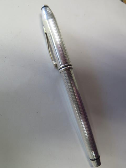 A boxed large Cross Townsend sterling silver fountain pen, two tone 18ct gold Cross marked nib, - Image 2 of 5