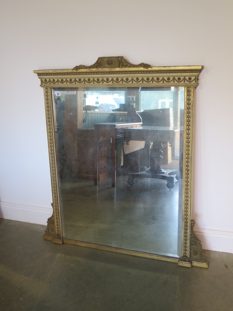 A 19th century gilt and painted over mantle mirror, 123cm tall x 114cm wide