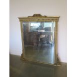 A 19th century gilt and painted over mantle mirror, 123cm tall x 114cm wide