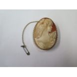 A large hallmarked 9ct Cameo, 6cm x 4.6cm, approx 17.8 grams, in generally good condition with a