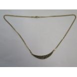 A 14ct yellow gold Greek key design necklace marked 585, 46cm long approx 8.9 grams in good