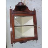 A mahogany corner wall cabinet, 87cm tall x 45cm wide