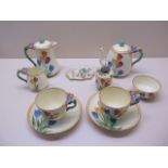 A Crown Staffordshire tete a tete teaset with preserve pot and toast rack, all good apart from the