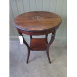 A rosewood two tier centre / side table, 67cm tall x 55cm, in good polished condition