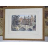 Ellen M.M.Eaton (1866-1949), 'St.John's Bridge, Cambridge', watercolour, inscribed verso, image 13cm