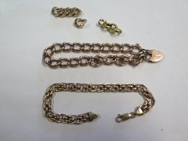 A 9ct gold hollow link bracelet, approx 20cm long, marked 9ct, another 9ct bracelet hallmarked