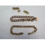 A 9ct gold hollow link bracelet, approx 20cm long, marked 9ct, another 9ct bracelet hallmarked