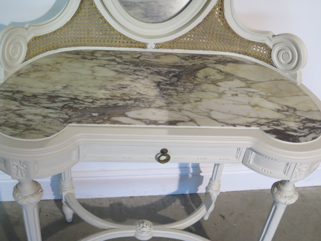 A painted marble top continental dressing table with a drawer, 132cm tall x 90cm x 43cm - Image 2 of 2