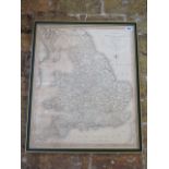 A New Map of England and Wales 2nd corrected edition 1808, 62cm x 50cm, some overall spotting but