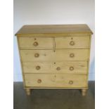 A Victorian stripped pine five drawer chest, 97cm tall x94cm x 44cm