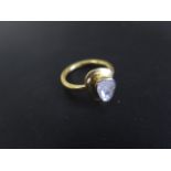 A silver gilt rough cut diamond ring, size P/Q, diamond approx 10mm x 6mm, in unworn condition