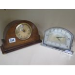Two small mantle clocks, both running