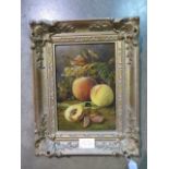 An oil on board still life with plaque to frame, still life Henry G Todd 1846-1898, frame size