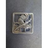 A Georg Jensen sterling silver cockerel brooch designed by Arno Malinowski, no 276, 38mm wide, in