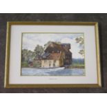 A watercolour painting of Houghton Mill, signed by D.Allen, local artist, frame size 54cm x 39cm