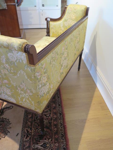 An Edwardian mahogany window seat in good condition and recently reupholstered, 80cm tall x 110cm - Image 4 of 4
