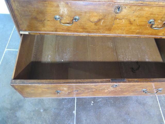 A George 1st walnut chest on chest with three small drawers, over a brushing slide and three further - Image 7 of 12