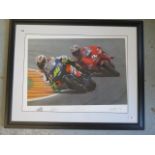 A limited edition motorcycling print Mugello Maestro, 128 of 500, signed by Valentino Rossi and