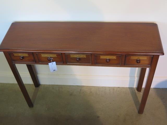 A five drawer mahogany hall table made by a local craftsman to a high standard, 76cm tall x 107cm - Image 4 of 4