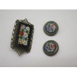A micro mosaic brooch and a pair of micro mosaic clip earrings