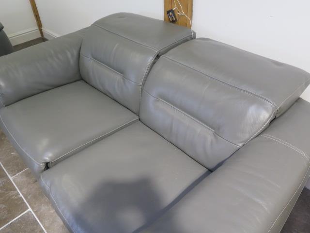 Two Furniture Village soft grey leather seater sofas with electric adjustable head and foot rests - Image 6 of 6