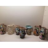 Seven Burleigh ware moulded figural jugs, all good condition apart from a star crack to base of