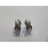 A pair of 18ct white gold diamond earrings marked 18K 750, 2cm in length, approx 8 grams, in good
