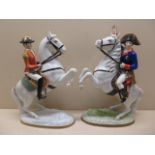 Two 20th century Naples porcelain equestrian groups, the first depicting Napoleon Bonepart, 31cm