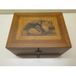 A well made jewellery box containing a vintage music drum playing six different tunes, the box