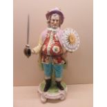 A Large late 19th century Derby porcelain figure of Falstaff played by JAMES QUINN on a gilt c-