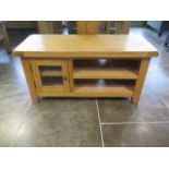 An ex display oak one drawer TV unit