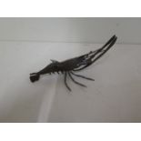 A bronze prawn, 14cm long