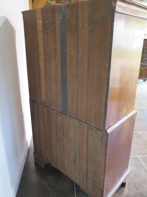 A George 1st walnut chest on chest with three small drawers, over a brushing slide and three further - Image 8 of 12