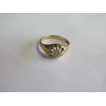 A hallmarked 9ct yellow gold single stone illusion set diamond ring, size U, approx 3.1 grams,