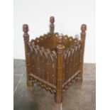 A large Gothic style oak planter / country house stick stand, 84cm tall x 53cm x 53cm, in sturdy