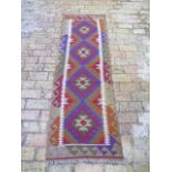 A new hand knotted woollen Maimana Kilim runner, 1.94m x 0.63m