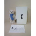 A Seiff teddy bear Kasper The Winter Swarovski bear with box, labels and certificate, 26cm tall,