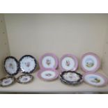 A pair of Bodley scenic 24cm plates, 4 Worcester floral decorated plates, a pair of Spode 17cm