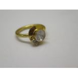 A gilt rough diamond ring, head approx 10mm diameter, ring size N