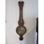 A 19th century shell inlaid mahogany barometer with thermometer