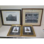 A pair of framed photos of a soldier 1915 Royal Suffolk Hussars with badge and the same soldier 1919