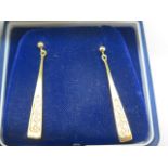 A pair of 18ct gold and diamond Clogau drop earrings, 4cm long, approx 4.4 grams in good condition