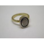 A gilt rough diamond ring, size O/P, head approx 10mm x 7mm